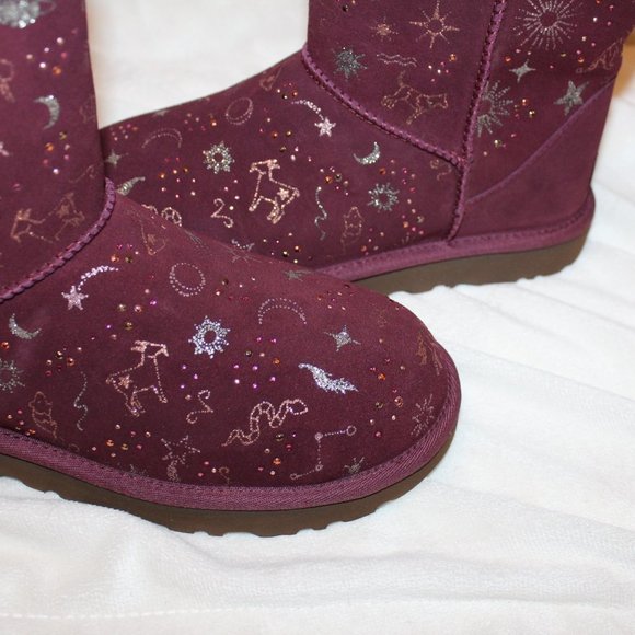 NIB CLASSIC SHORT WOMEN'S UGG ZODIAC SUEDE SHEARLING BOOTS - Picture 4 of 8